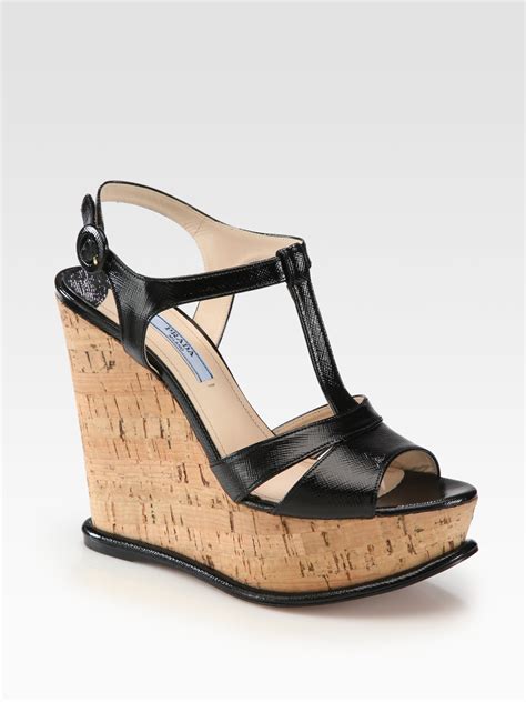 prada leather wedge sandal|prada wedge sandals black.